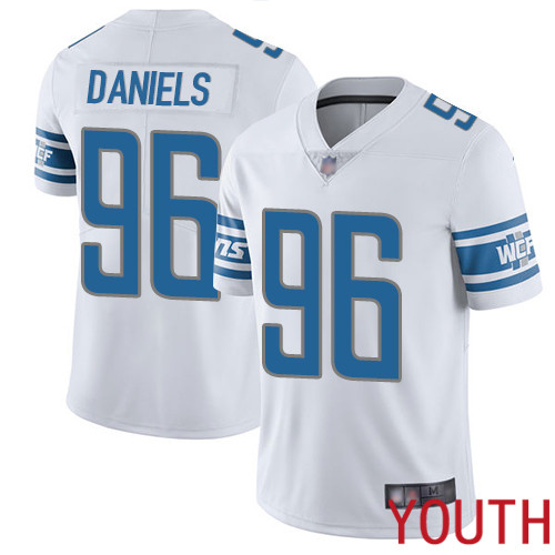 Detroit Lions Limited White Youth Mike Daniels Road Jersey NFL Football #96 Vapor Untouchable->youth nfl jersey->Youth Jersey